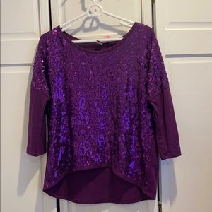 New purple sequin 3/4 sleeve top.